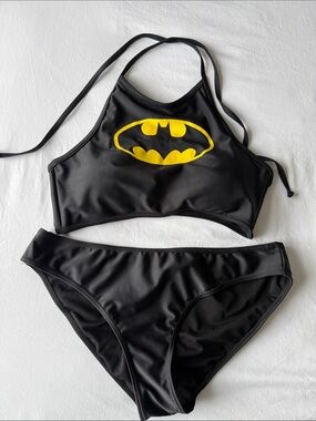 DC Comics Black Bikini Set with Yellow Batman Emblem